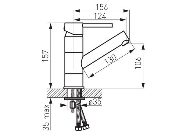 Servantbatteri Ferro Fiesta 1-greps -·svingbar tut - Krom
