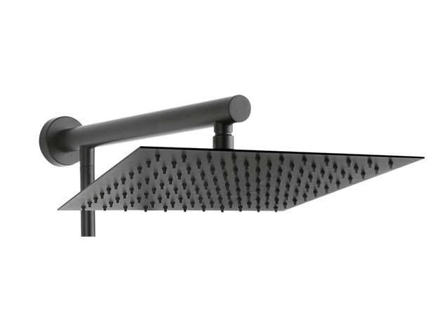 Dusjsystem Ferro Trevi Square Black 30x30 cm - Med termostat - Svart matt