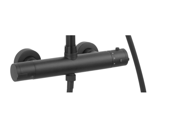 Dusjsystem  Trevi Square Black 30x30 cm - Med termostat - Svart matt