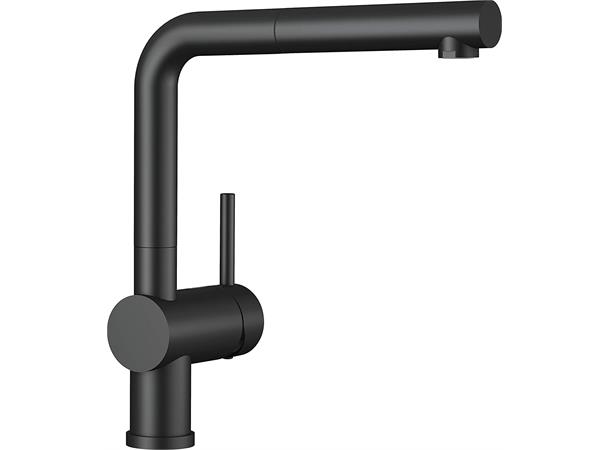Kjøkkenabatteri Blanco Linus-S 1greps - Med uttrekkbar tut - Svart matt