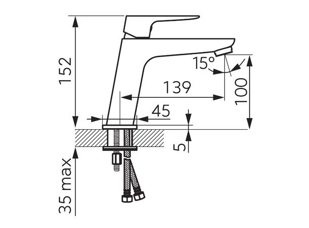 Servantbatteri  Vitto VerdeLine 1-greps - Svart matt
