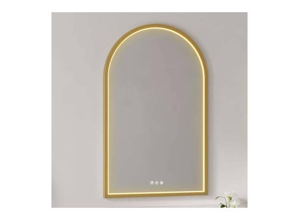 AURA ovalt LED-speil  – Gull 50x80 -med antiduggfunksjon