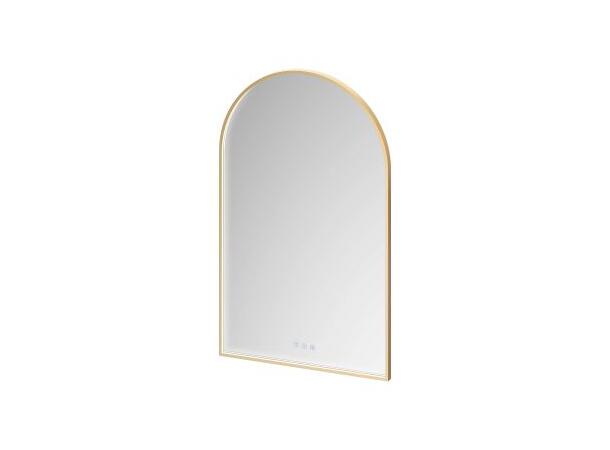 AURA ovalt LED-speil  – Gull 50x80 -med antiduggfunksjon