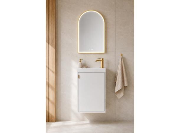 AURA ovalt LED-speil  – Gull 50x80 -med antiduggfunksjon