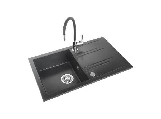 Ferro Mezzo II kjøkkenvask med armatur Granitt - grafitt shine/svart