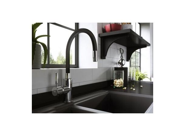 Ferro Mezzo II kjøkkenvask med armatur Granitt - grafitt shine/svart