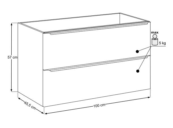 Servantskap SKOGSGRØNN  100 100x46x57 -  2 Skuffer - Sivgrønn