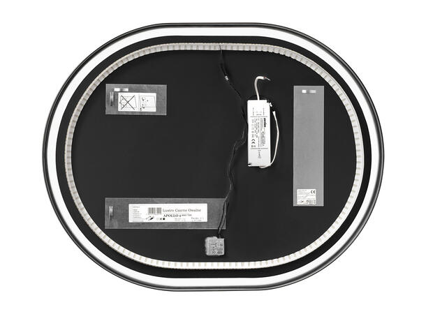 Speil LED APOLLO 2 Svart matt 90x70x4,  med ramme