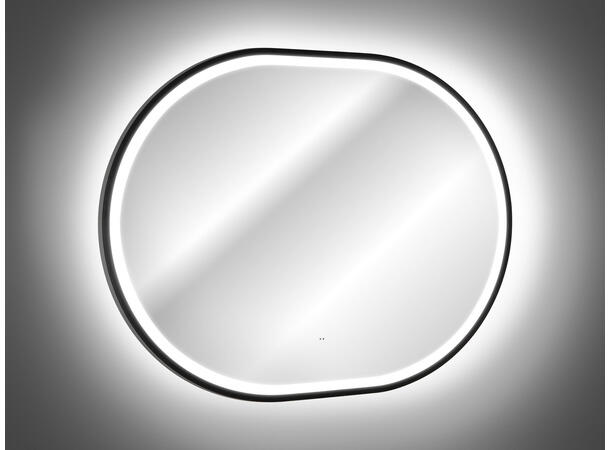 Speil LED APOLLO 2 Svart matt 90x70x4,  med ramme