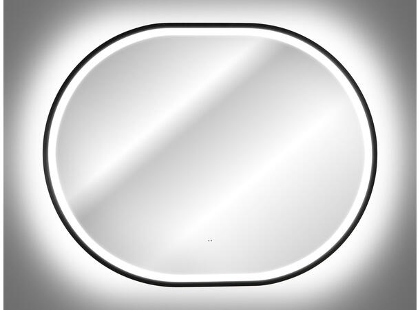 Speil LED APOLLO 2 Svart matt 90x70x4,  med ramme