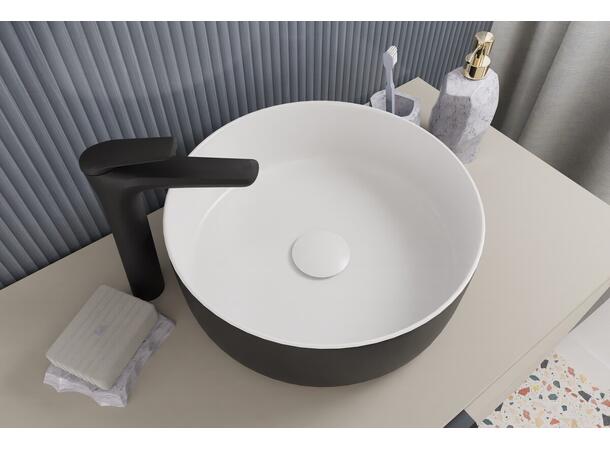 Toppmontert Servant SIMPLE 8 36x12x36 cm - Hvit matt/Svart matt