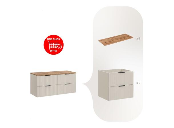 Underskap m/benkeplate ADEL CASHMERE 120 120x46x57 - 4 Skuffer