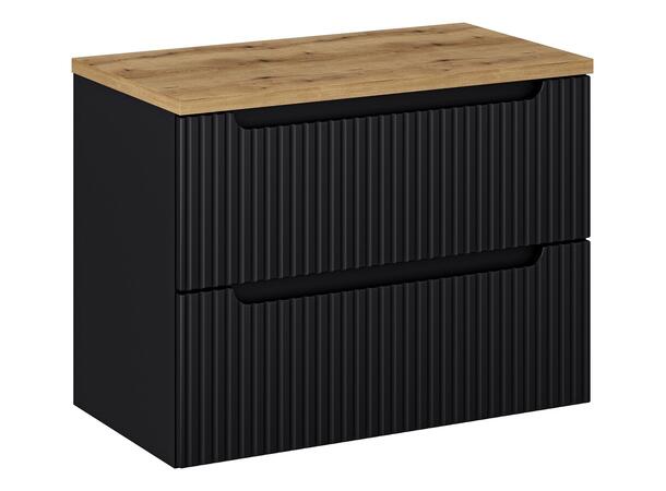 Underskap m/benkeplate NOVA BLACK 80 cm 80x39x57- 2 Skuffer