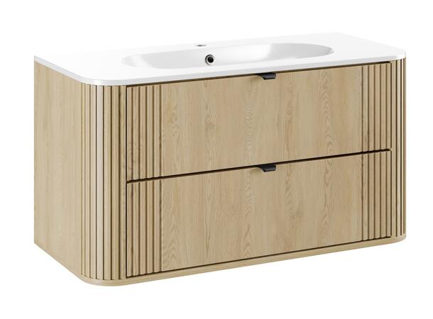 Underskap med servant OVALIA CREMONA 100 100x46x57 - 2 Skuffer - Eik Cremona