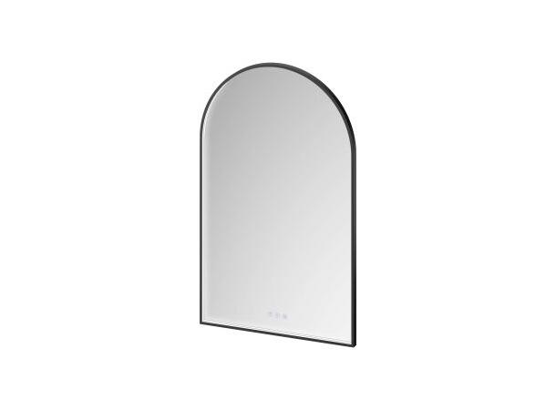 AURA ovalt LED-speil  – Svart matt 50x80 - med antiduggfunksjon