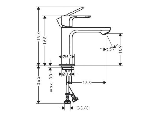 Servantbatteri Hansgrohe Rebris S 1-greps - Krom