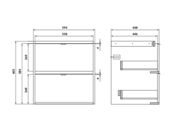 Servantskap FRI FORM LIVA Eik 60 cm 60x45x60 -  2 Skuffer