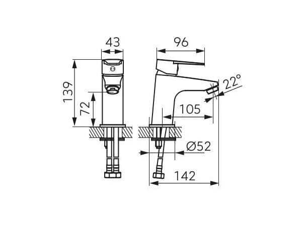 Servantbatteri  Ritto 1-greps - Svart matt