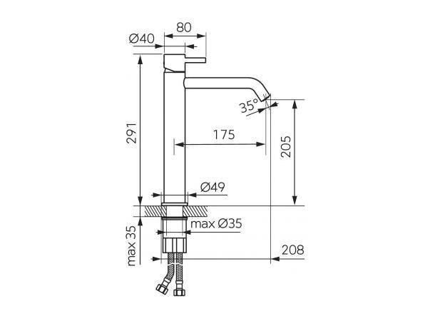 Servantbatteri   Ciriculus 1-greps - Høy modell - Krom