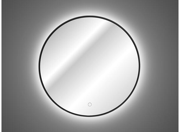 Speil LED LUNA 80  Svart matt Ø 80 cm - Bakgrunnslys