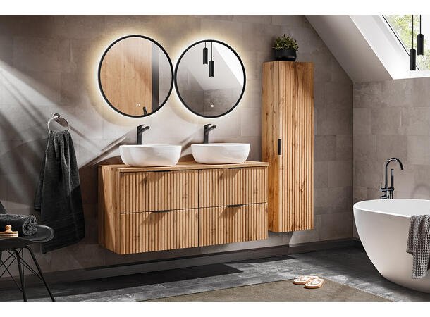 Speil LED LUNA 80  Svart matt Ø 80 cm - Bakgrunnslys