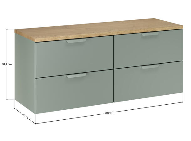 Underskap m/benkeplate  CREMONA 120 120x46x50  - Eik/Grønn matt