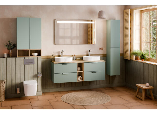 Underskap m/benkeplate  CREMONA 120 120x46x50  - Eik/Grønn matt