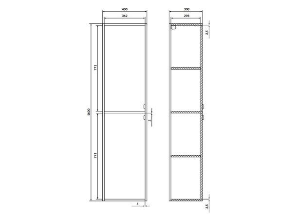 Høyskap FRI FORM LIVA Hvit H = 160 cm  m/2 dør