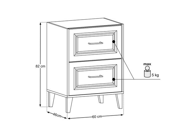 Servantskap Mørkdal -  60 cm 60x46x82 - 2 Skuffer Ristretto Eik