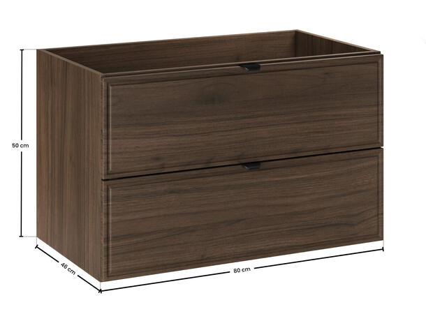 Servantskap TERRA VILLA  80 cm 80x46x50 - 2 Skuffer Eik/Svart matt