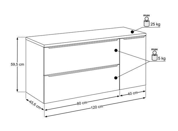 Underskap m/ benkeplate SKOGSGRØNN 120 120x46x57 -  Sivgrønn