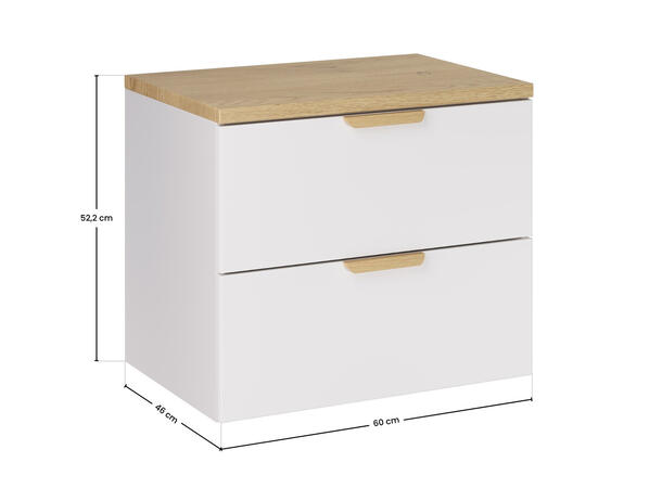 Underskap m/benkeplate  ASTER WHITE  60 60x46x50  - Eik/Hvit  matt