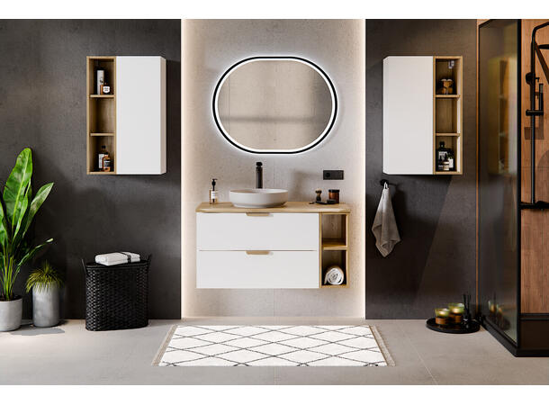 Underskap m/benkeplate  ASTER WHITE  60 60x46x50  - Eik/Hvit  matt