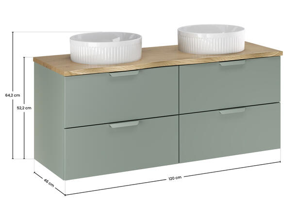 Underskap m/benkeplate  CREMONA 120 120x46x50  - Eik/Grønn matt