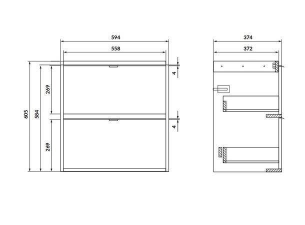 Servantskap FRI FORM LIVA Kasjmir 60 cm 60x37x60 -  Slim