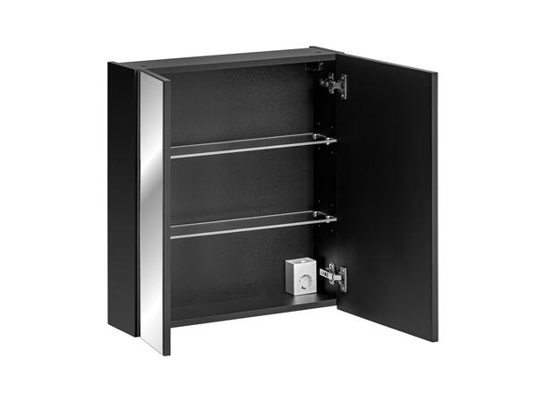 Speilskap 60 cm - Svart matt 60x65x17  - m/2 dører