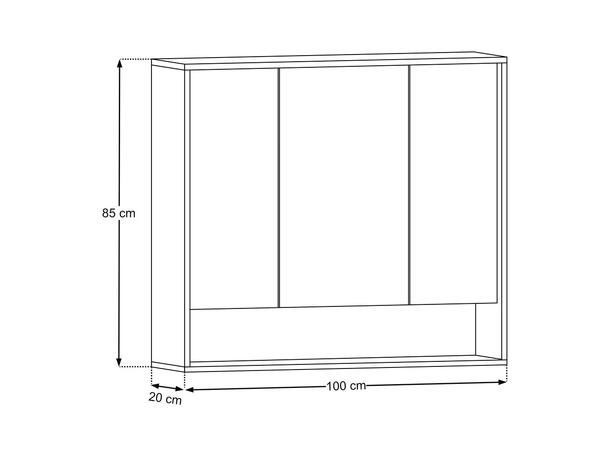 Speilskap  Mørkdal -  100 cm 100x85x20 m/3 dører