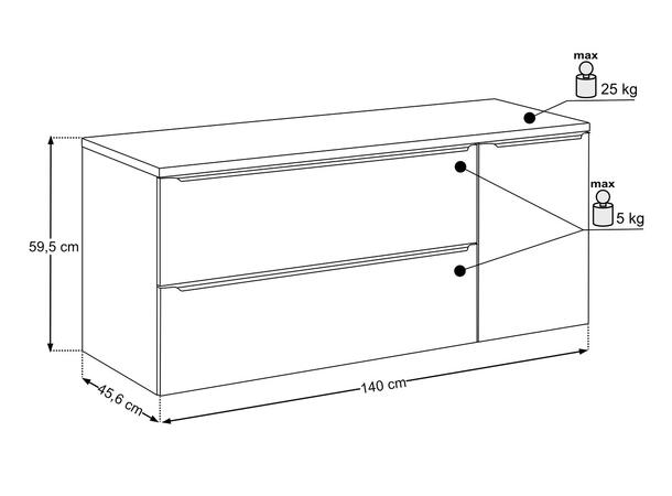 Underskap m/ benkeplate SKOGSGRØNN 140 140x46x57 -   Sivgrønn