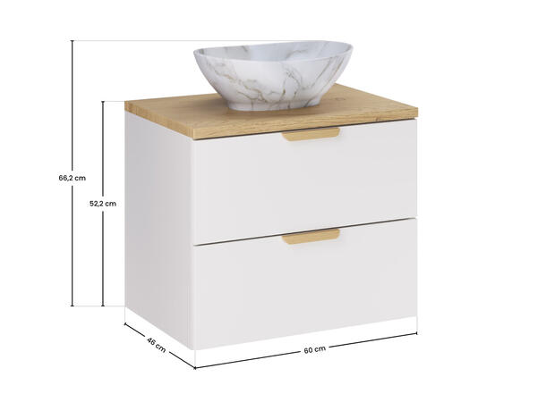 Underskap m/benkeplate  ASTER WHITE  60 60x46x50  - Eik/Hvit  matt