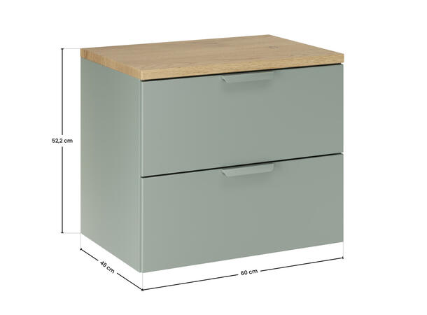 Underskap m/benkeplate  CREMONA 60 60x46x50  - Eik/Grønn matt