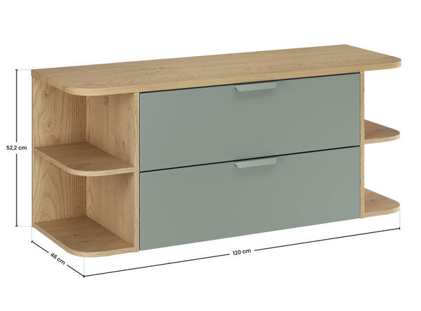 Møbelpakke CREMONA 120 120x46x50  - Eik/Grønn matt