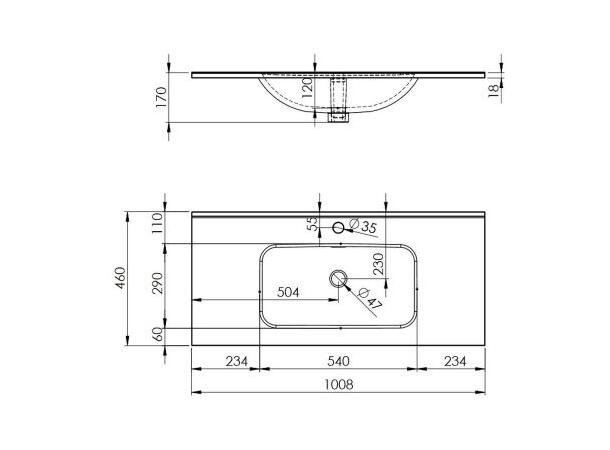 Møbelservant 100  cm 100x15x46cm - blue matt