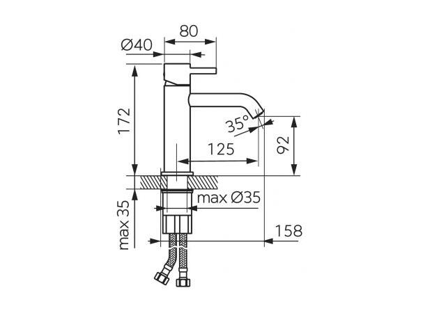 Servantbatteri  Ferro Ciriculus 1-greps - Krom - Med bunnventil