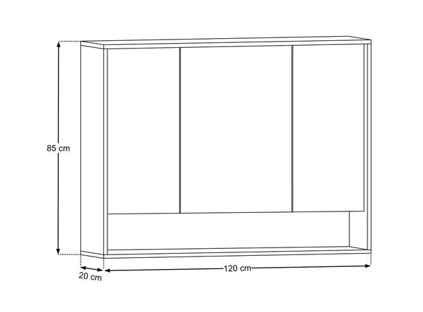 Speilskap  Mørkdal -  120 cm 120x85x20 m/3 dører