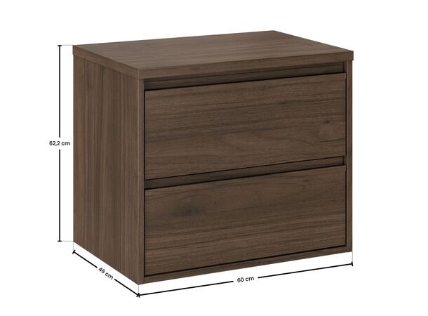 Underskap m/ benkeplate VIola VILLA 60 60x46x45 -  2  Skuffer Valnøtt