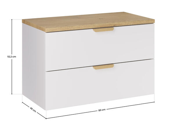 Underskap m/benkeplate  ASTER WHIT 80 80x46x50  - Eik/Hvit matt