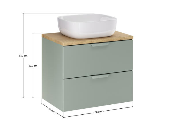 Underskap m/benkeplate  CREMONA 60 60x46x50  - Eik/Grønn matt