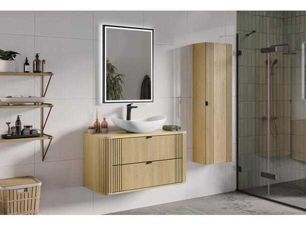 Høyskap OVALIA CREMONA H = 140 cm  m/1 dør- Eik Cremona