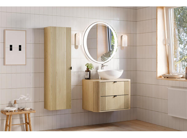 Høyskap OVALIA CREMONA H = 140 cm  m/1 dør- Eik Cremona