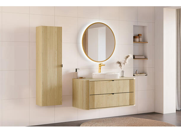 Høyskap OVALIA CREMONA H = 140 cm  m/1 dør- Eik Cremona